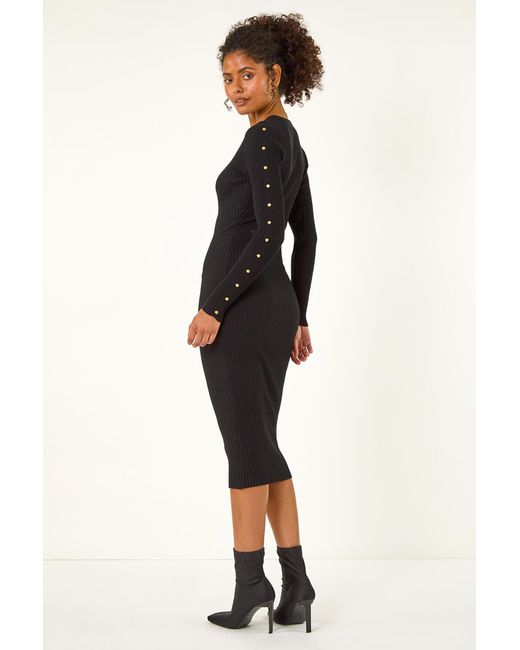 D.u.s.k Black Stud Detail Knit Bodycon Dress