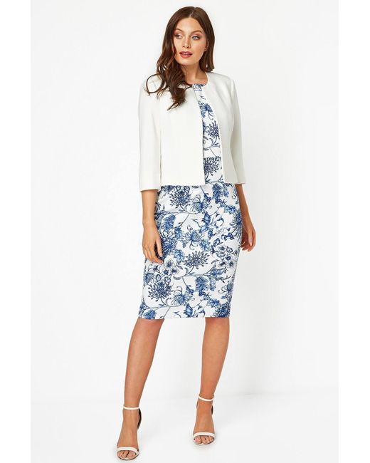 Roman White Tailored Jacquard Formal Occasion Jacket