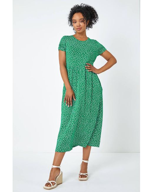 Roman Petite Blue Floral Print Midi Dress