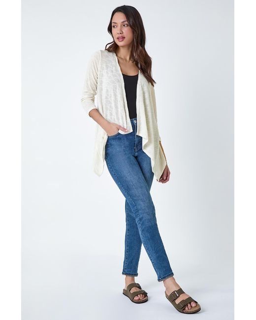 Roman Blue Textured Waterfall Knit Cardigan
