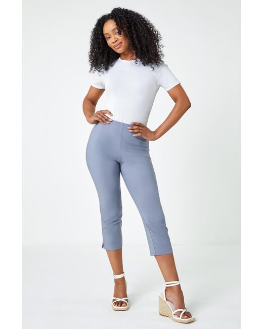 Roman Petite Blue Cropped Stretch Trouser
