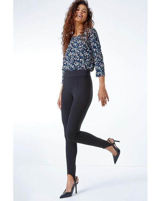 Roman Black Stirrup Stretch Leggings