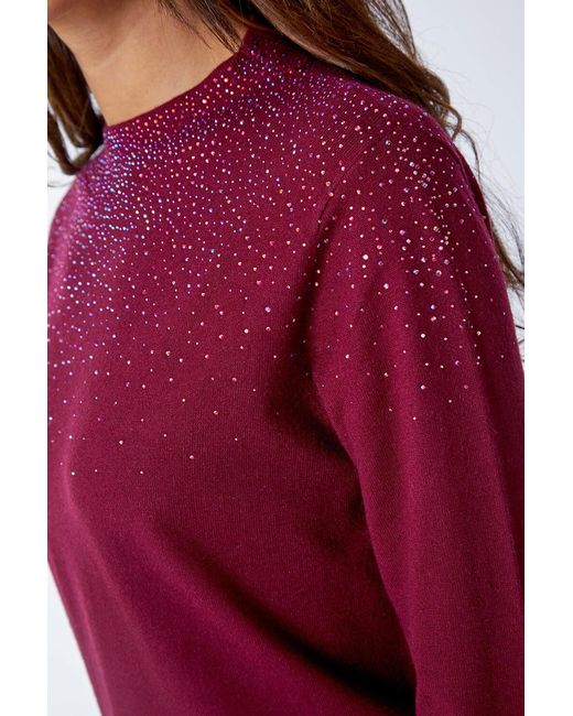 Roman Red Diamante Long Sleeve Jumper