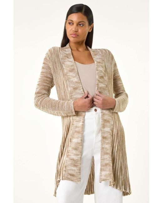 Roman Natural Pointelle Longline Cardigan