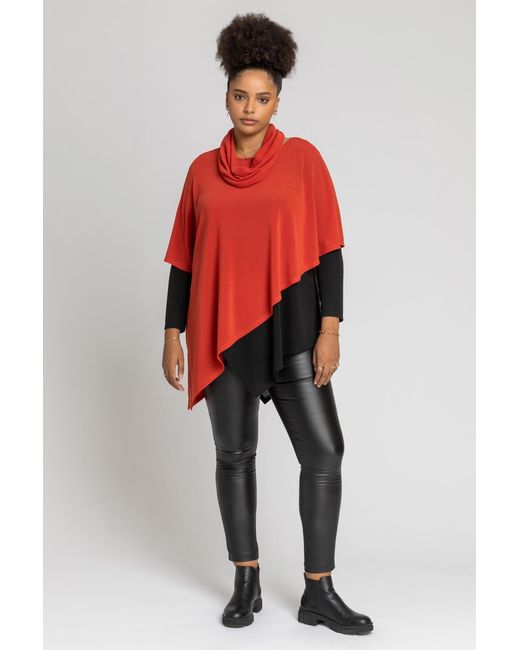 Roman Curve Red Colourblock Asymmetric Snood Top