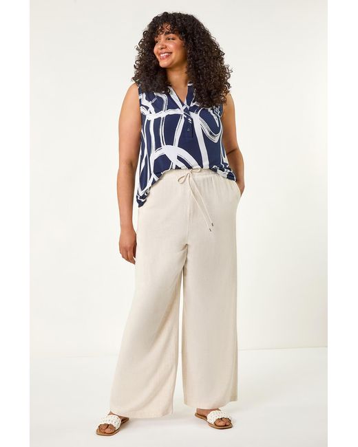 Roman Curve Blue Linen Mix Trousers