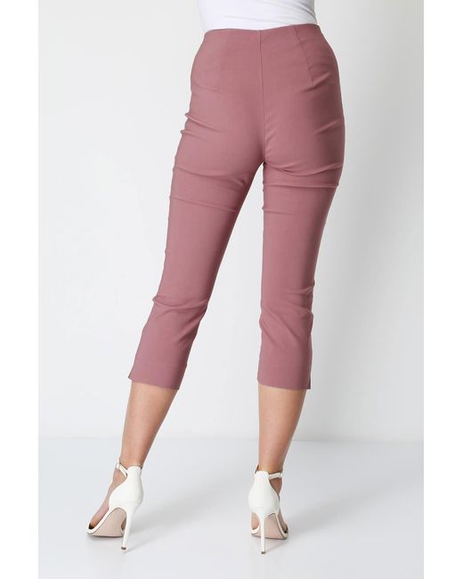 Roman Pink Cropped Stretch Holiday Capri Trousers
