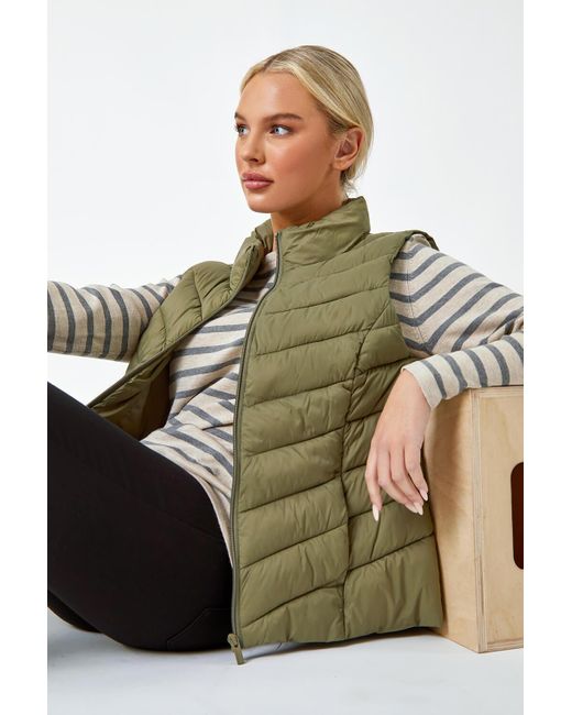 Roman Green Petite Quilted Padded Gilet