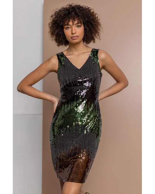 D.u.s.k Black Sequin Ombre Print Dress