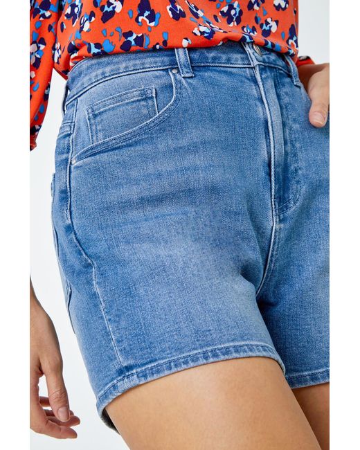 Roman Blue Washed Denim Stretch Shorts