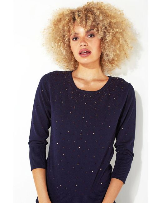 Roman Blue Diamante Studded Jumper