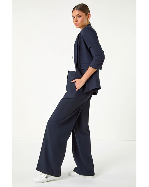 Roman Blue Tailored Wide Leg Trousers