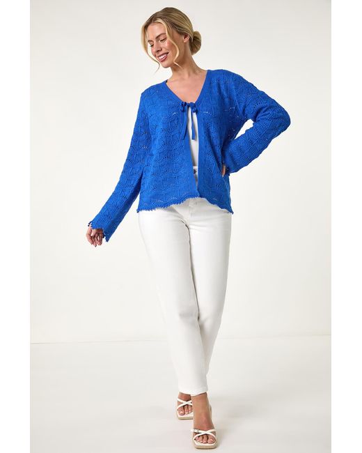 Roman Petite Blue Knitted Tie Cardigan