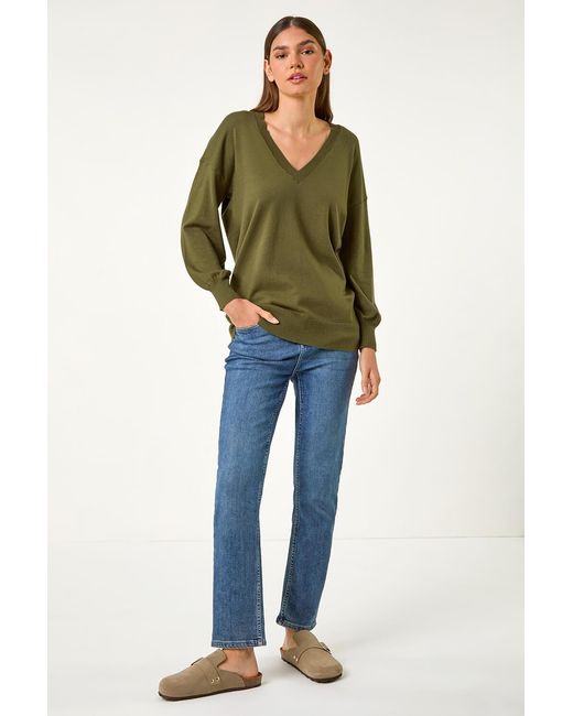Roman Blue V-Neck Stretch Jumper