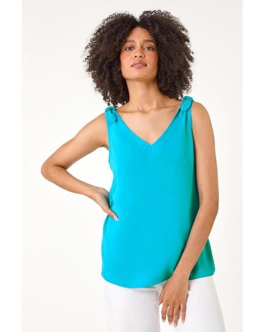 Roman Blue Tie Detail Strap Cami Top