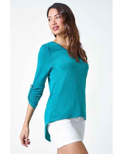 Roman Blue Bow Back Detail Stretch Top