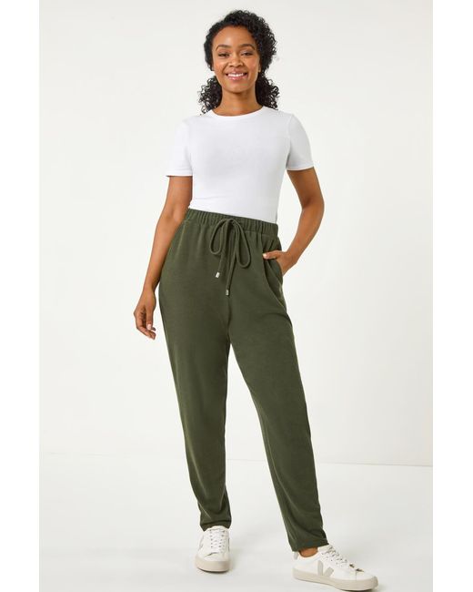 Roman Petite Green Ribbed Jogger Trouser