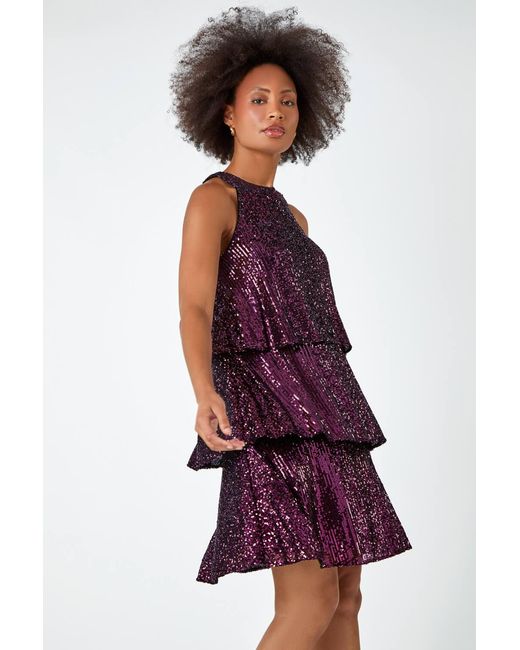 D.u.s.k White Sequin Embellished Tiered Stretch Dress
