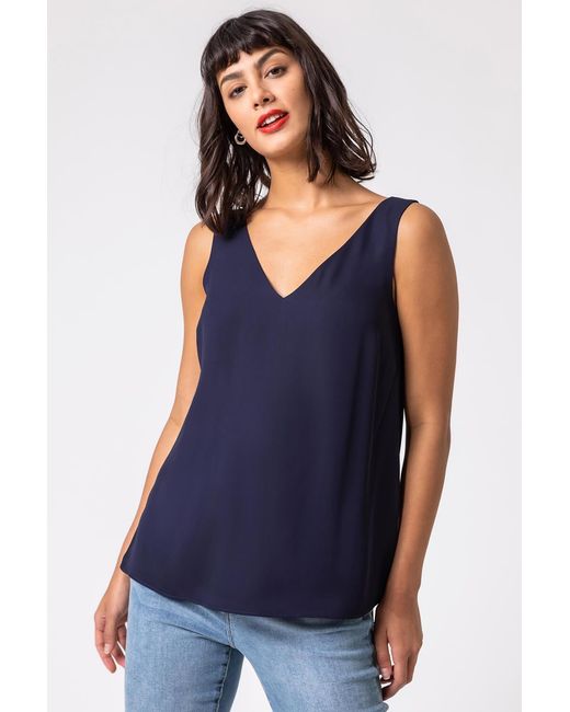 Roman Blue V-Neck Sleeveless Vest Top