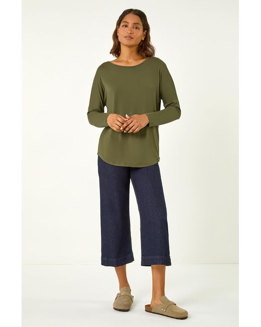 Roman Green Long Sleeve Stretch Top