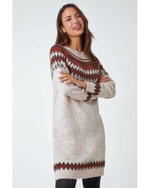 Roman Multicolor Soft Knit Fairisle Jumper Dress