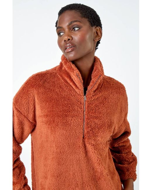 Roman Orange Half Zip Sherpa Fleece Sweatshirt