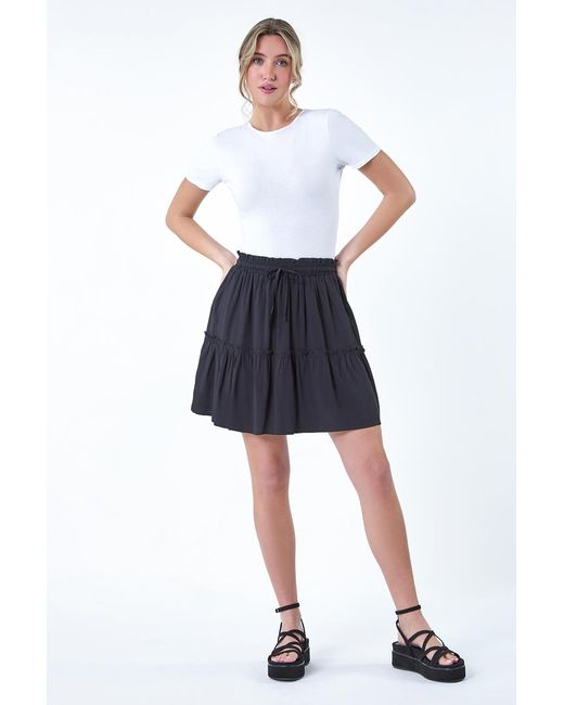 D.u.s.k Blue Tiered Tie Detail Pocket Mini Skirt