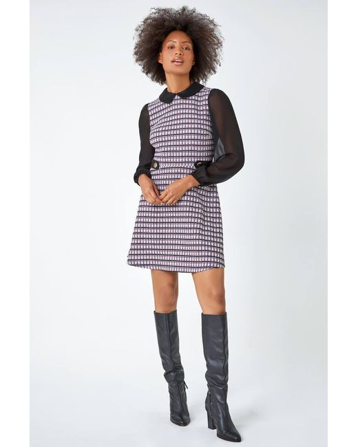 D.u.s.k White Collared Boucle Stretch Dress