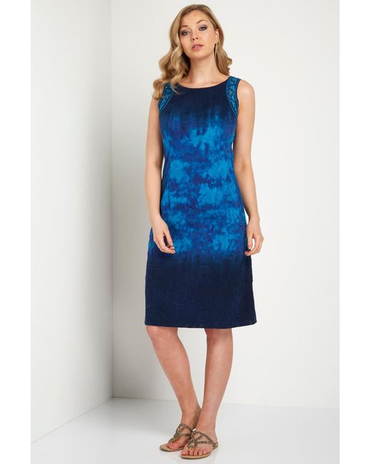 Roman Blue Tie Dye Print Shift Dress