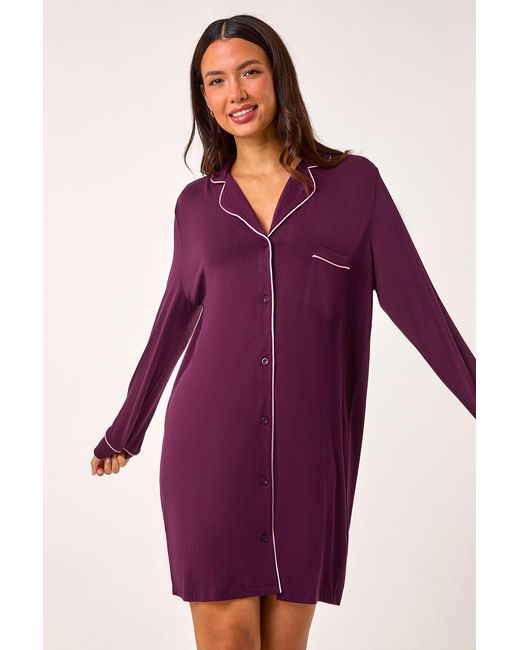 Roman Purple Revere Collar Stretch Nightshirt