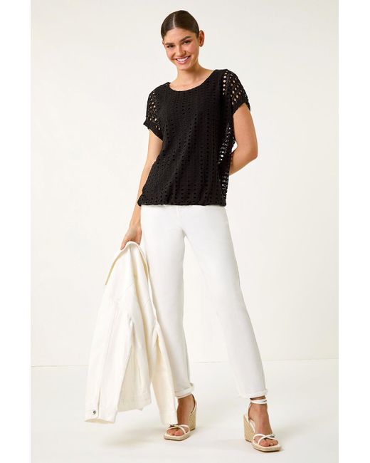 Roman White Cut Out Detail Stretch Top