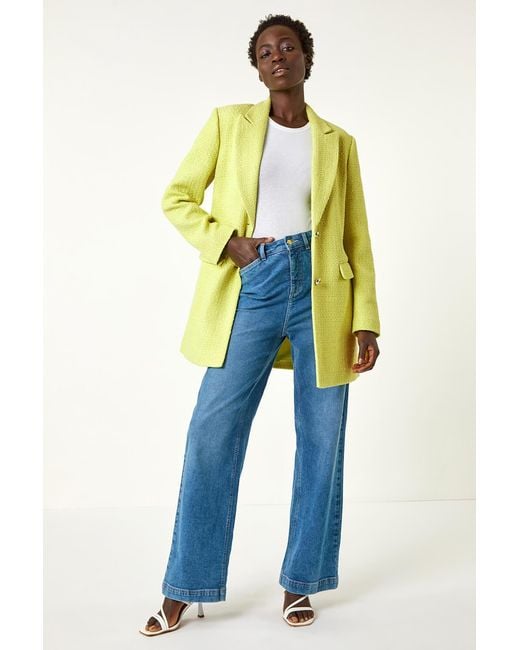 Roman Yellow Longline Boucle Textured Jacket