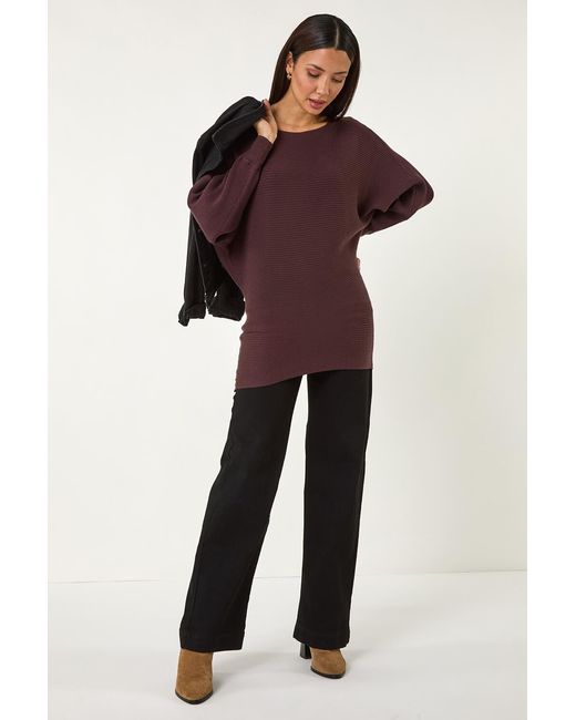 Roman Purple Ribbed Batwing Knit Jumper
