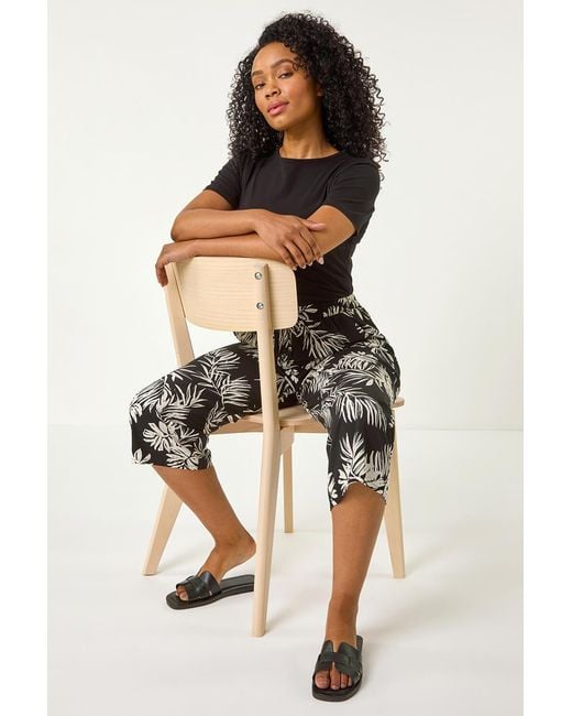 Roman Petite Black Tropical Cropped Trouser