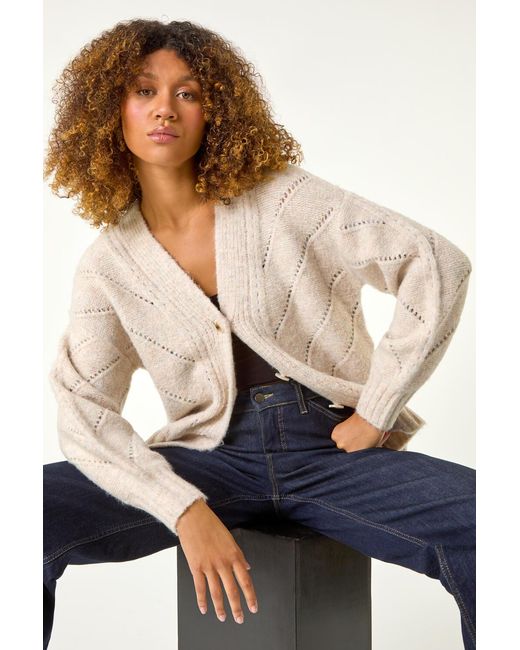 Roman Blue Stitch Detail Boucle Knit Cardigan