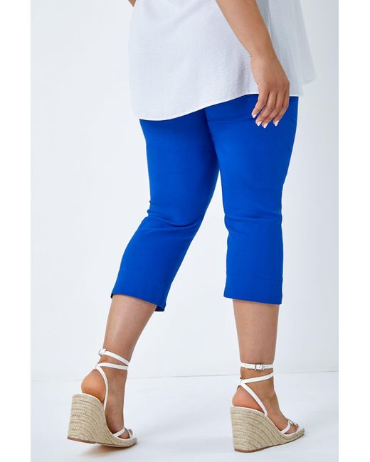 Roman Curve Blue Cropped Stretch Trouser