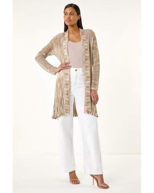 Roman Natural Pointelle Longline Cardigan