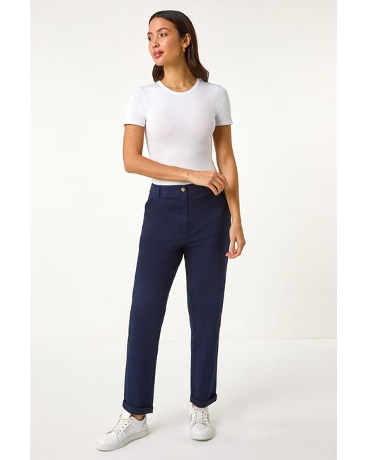 Roman Blue Cotton Stretch Chino Trousers