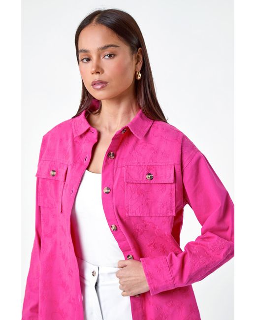 Roman Pink Petite Cotton Broderie Pocket Jacket