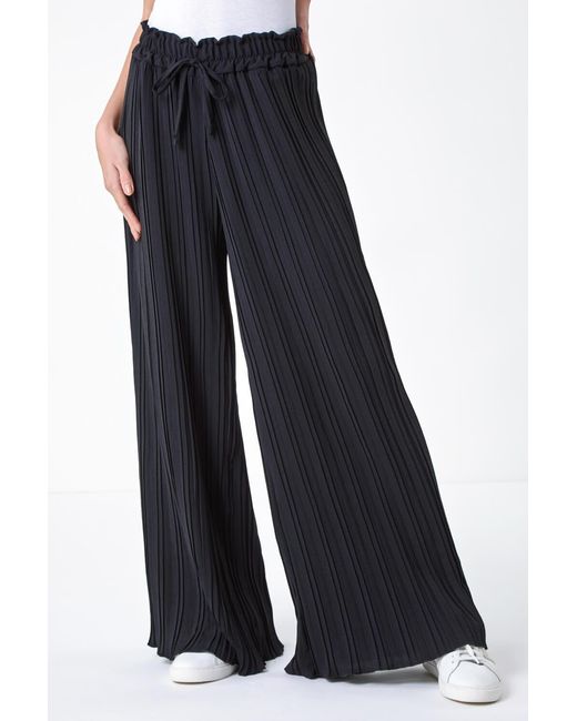 Roman White Pleated Tie Waist Stretch Trousers