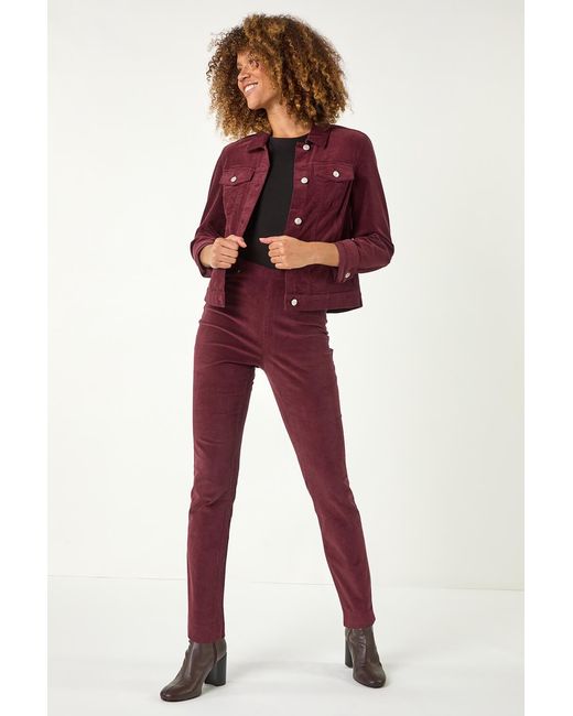 Roman Red Corduroy Straight Stretch Trouser