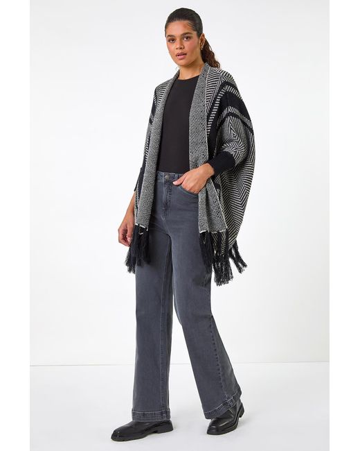 Roman Black Abstract Print Knit Coverup