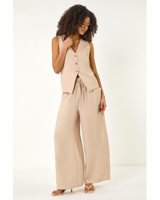 D.u.s.k Brown Elasticated Waist Wide Leg Trouser