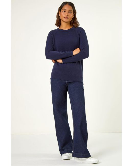 Roman Blue Soft Crew Neck Jumper