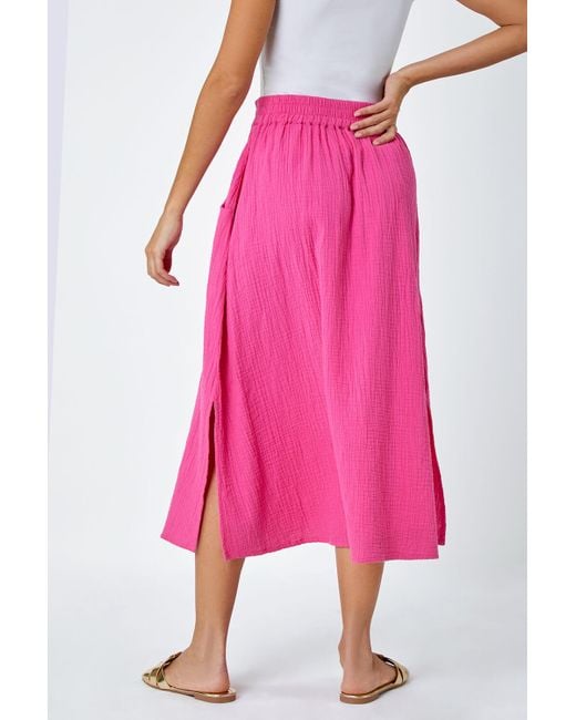 Roman Pink Textured Cotton Maxi Skirt