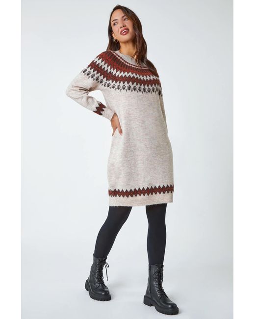 Roman Multicolor Soft Knit Fairisle Jumper Dress