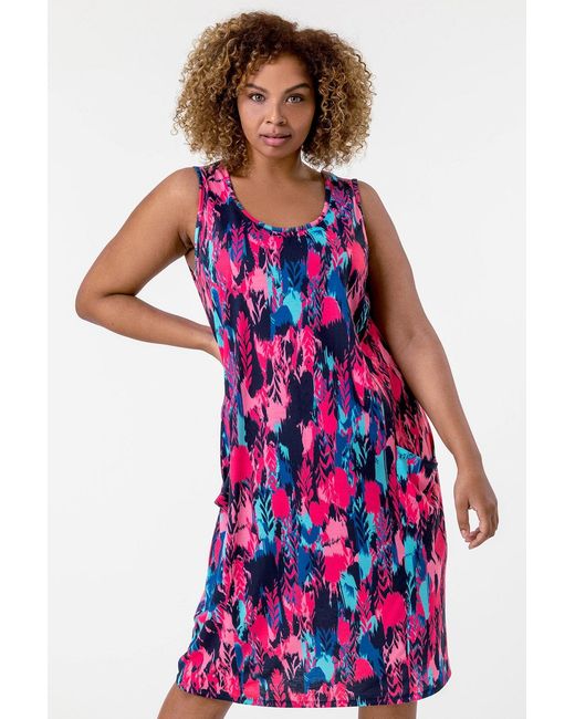 Roman Curve Multicolor Abstract Print Stretch Cocoon Dress