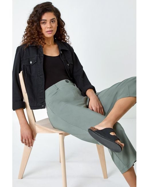 Roman Blue Cropped Stretch Culotte