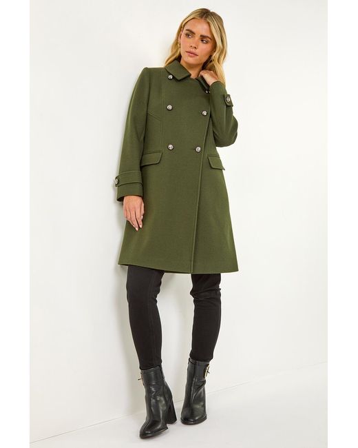 Roman Petite Green Double Breasted Military Coat