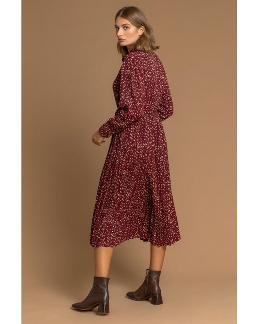 Roman Multicolor Ditsy Print Pleated Shirt Dress